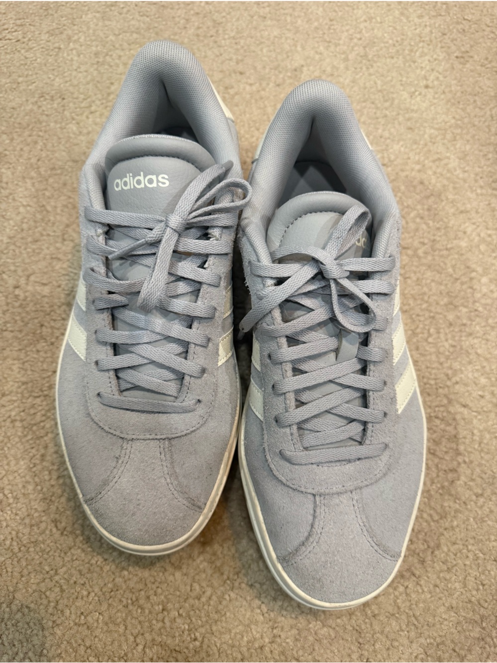 adidas Ladies Light Gray Suede Low-Top Sneakers